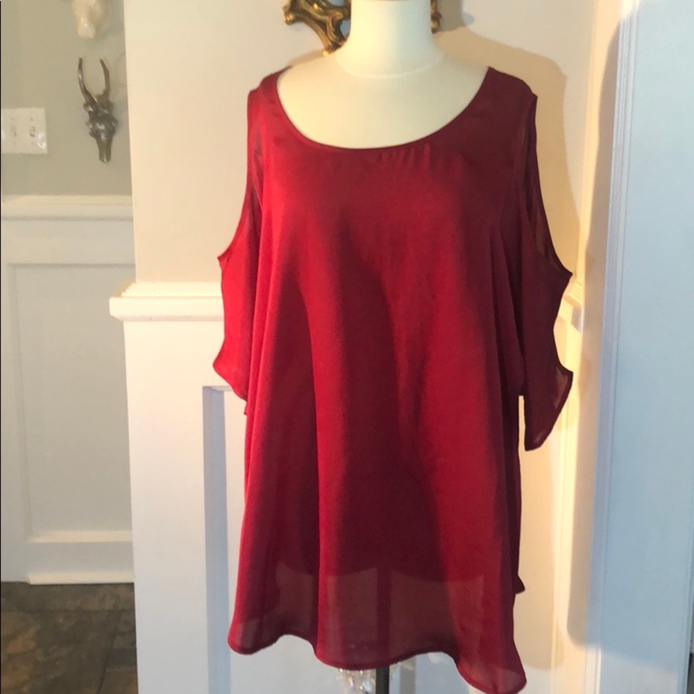 Red silky top